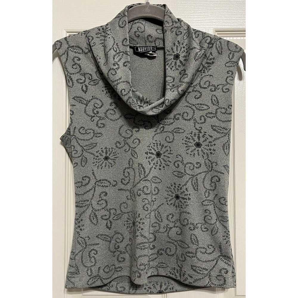 Womans Floral Tank Top Size M/L Cowl Neck Whimsigoth Grunge Fairy Boho Casual